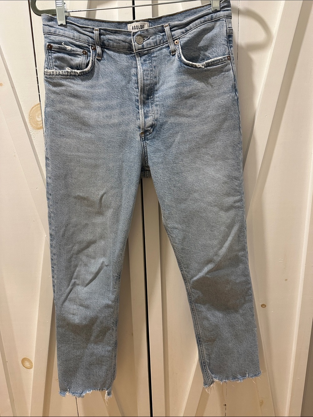 AGOLDE Riley High Waist Chewed Hem Jeans (Bitter)